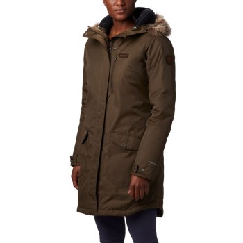 Columbia Ženske Jakne - Suttle Mountain Long Insulated Maslinasto Zelene | KVFN-50287